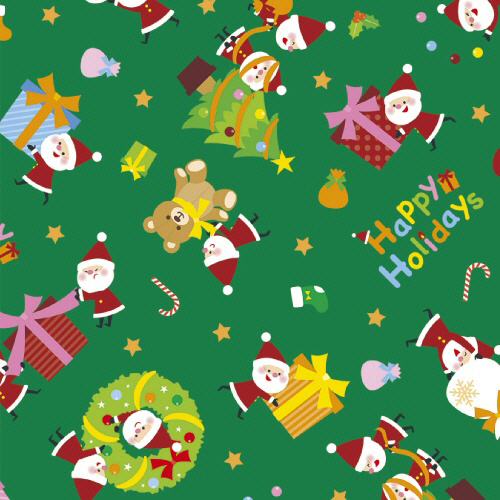 包装紙 ﾛｰﾙ ﾘﾄﾙｻﾝﾀ緑 半才判 1ﾊﾟｯｸ(10枚)画像