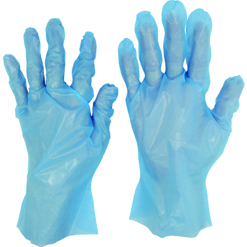 テイジン　ポリエチレン使い捨て手袋　ぴったりグローブ　Ｌ　（１００枚入）ブルー　手のひら周り２７．０ｃｍ画像