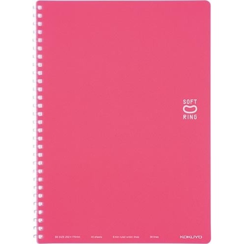 ソフトリングノート（ドット入り罫線）セミＢ５桃×５画像