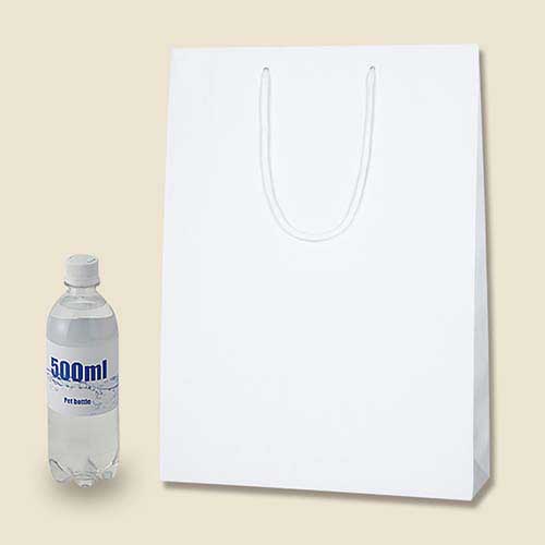 マットな塗工タイプで白の手提げ紙袋