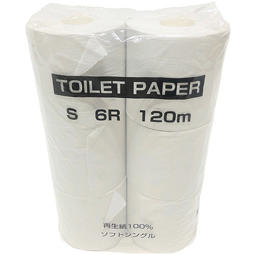 ﾄｲﾚｯﾄﾍﾟｰﾊﾟｰ ｼﾝｸﾞﾙ 芯あり 120m 1ﾊﾟｯｸ(6ﾛｰﾙ)画像