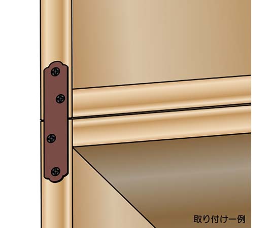 ブロンズ隅金　一文字　72mm　2個入 光沢のあるブロンズ仕上げの隅金が2個並んでいる様子