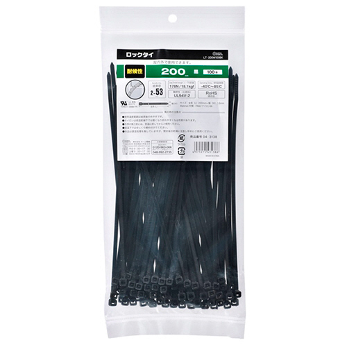 耐候性ﾛｯｸﾀｲ 200mm 黒 1袋(100本)画像