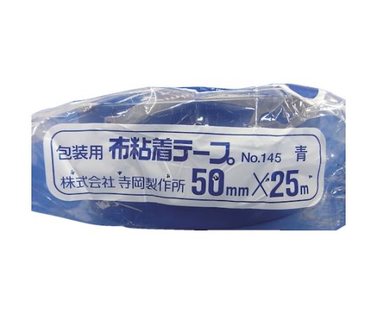 カラーオリーブテープ NO.145 青 50mm×25M 青いテープが透明なパッケージに収められ、ラベルとサイズがはっきりと見える状態