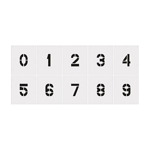 ステンシル　0~9　文字サイズ100×65mm　1セット(各1枚)画像