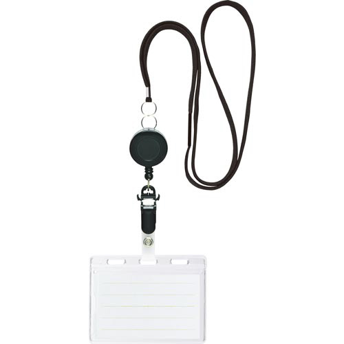 リール式吊下げ名札　チャックタイプ黒５個画像