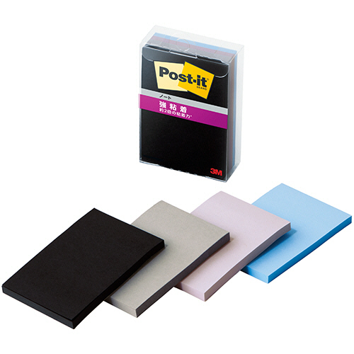 ﾎﾟｽﾄ･ｲｯﾄ 強粘着ﾉｰﾄ ﾏﾙﾁｶﾗｰ9 75×50mm 4色 1ｾｯﾄ(40冊:4冊×10ﾊﾟｯｸ)画像