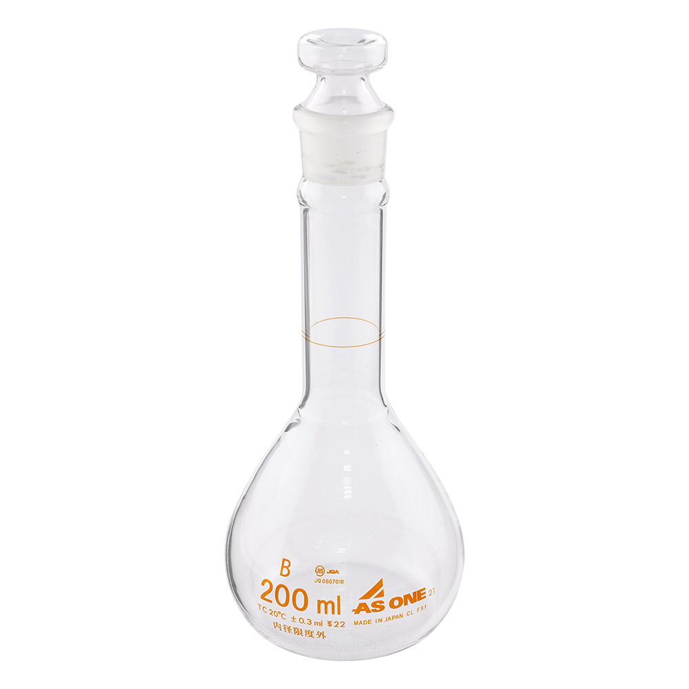 短型メスフラスコ　白　200mL