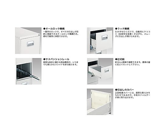 387x620x 740mm/2段(A4) キャビネット 前面が開いた二段式の収納キャビネット、引き出しにA4サイズの書類が収まっている様子