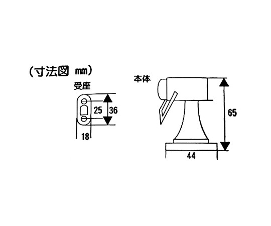 床付巾木兼用戸当 黒色の樹脂製の戸当りが壁に寄りかかっている様子