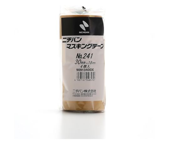 マスキングテープ241H-30　30mmX18m（4巻入り） パッケージ全体が斜めから撮影され、色とりどりのテープが並ぶ様子
