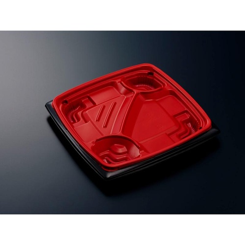 中央化学 弁当容器 CT リル 22-22C 赤黒-BK 本体画像