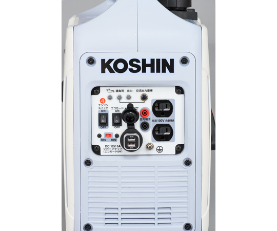 インバーター発電機 0.9KVA 側面から見た電源プラグの付いた機器の状態