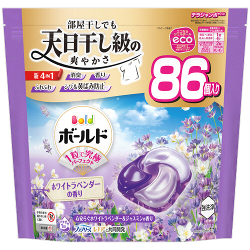 ﾎﾞｰﾙﾄﾞ ｼﾞｪﾙﾎﾞｰﾙ4D ﾎﾜｲﾄﾗﾍﾞﾝﾀﾞｰ&ｼﾞｬｽﾐﾝ 詰替 ﾃﾗｼﾞｬﾝﾎﾞ 1ﾊﾟｯｸ(86個)画像