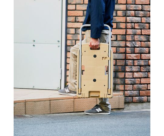 樹脂台車 こまわり君 省音G車輪 600×390 ライトサンド 平らな面に置かれた、軽やかな色合いの樹脂製台車。