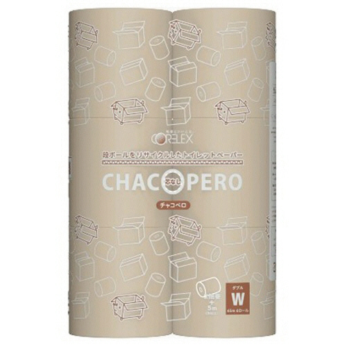 ﾄｲﾚｯﾄﾍﾟｰﾊﾟｰﾁｬｺﾍﾟﾛﾜﾝﾀｯﾁｺｱﾚｽ ﾀﾞﾌﾞﾙ芯なし 65m 1ﾊﾟｯｸ(6ﾛｰﾙ)画像