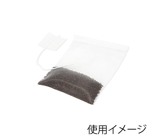 タグ付メッシュ空袋 小 100枚入 袋が広げられ、中が透けて見える様子