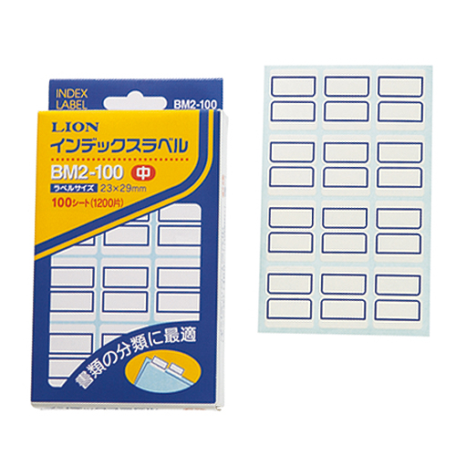 ｲﾝﾃﾞｯｸｽﾗﾍﾞﾙ 中 23×29mm 青枠 1ﾊﾟｯｸ(1200片:12片×100ｼｰﾄ)画像