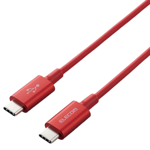 USB2.0ケーブル(C-C、PD対応、耐久仕様)　レッド　1.0m　RoHS指令準拠(10物質)　1本