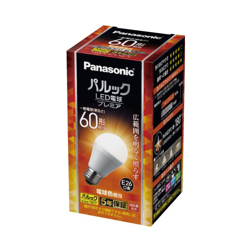ＬＥＤ電球プレミア　Ｅ２６　広配光６０形　電球色
