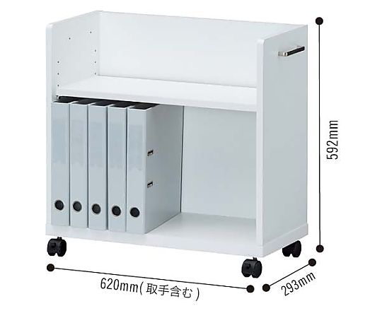木製デスク下ワゴン 天板なし 薄型 木目が美しい薄型のオープン収納、キャスター付きで移動が簡単な状態