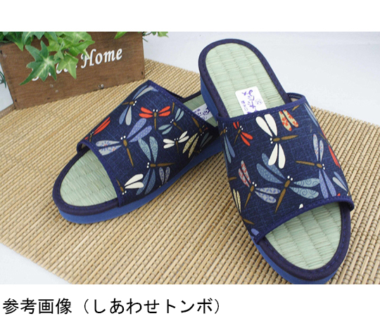 藍染め　和柄　たたみサンダル　くつろぎネコ　Lサイズ　20個入 柄が施されたサンダルが20個整然と列んでいる状態