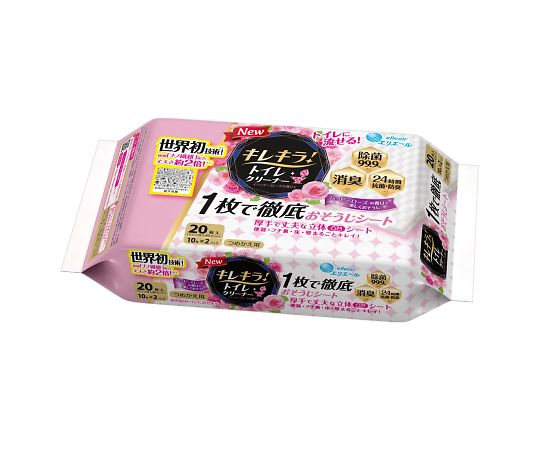 エリエール　キレキラ　トイレクリーナー　1枚で徹底おそうじシート　つめかえ用　ハッピーローズ　20枚画像