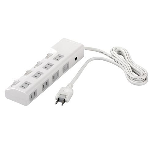 2ﾋﾟﾝ式電源ﾀｯﾌﾟ 8個口ﾀｲﾌﾟ 雷ｻｰｼﾞ防止/個別ｽｲｯﾁ4個付 ﾎﾜｲﾄ 1.5m 1個画像