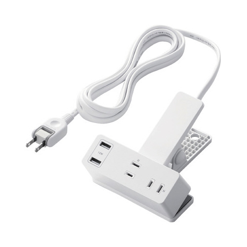 ＵＳＢクリップタップ　ＵＳＢＡ×２　２．５ｍ　白画像