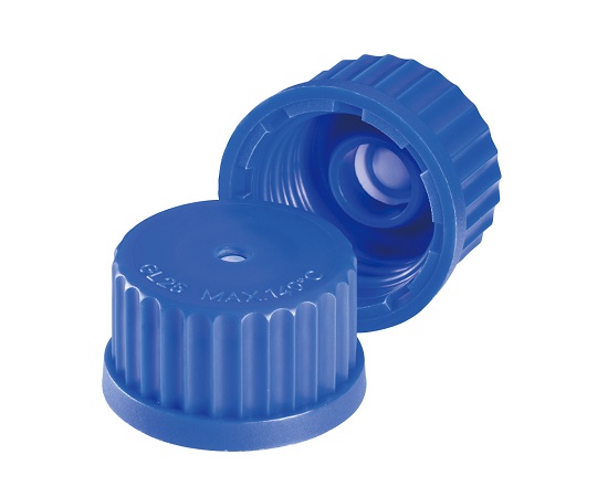 ネジ口三角フラスコ　メンブレンキャップ（青・GL25）画像