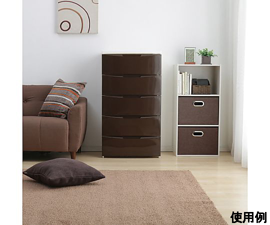 550x410x 995mm 引出し式収納ケース(5段) 引き出しが開いた状態で、収納機能が強調された横からのアングル