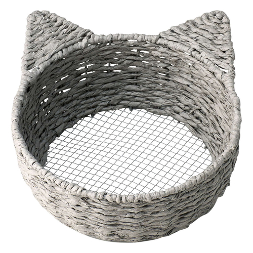小物入れ　ねこかご　M　ペーパー　直径20×高さ8cm　グレー画像