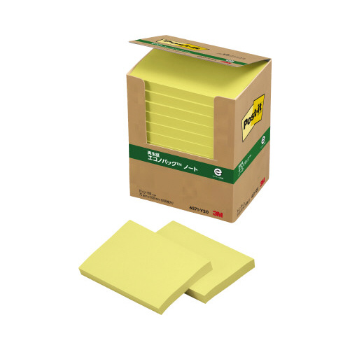 ポストイット　再生紙ノート７５×１００黄１２冊×２画像