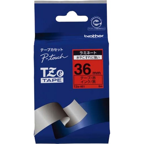 ピータッチ　ラミネート赤色テープ３６ｍｍ　黒文字