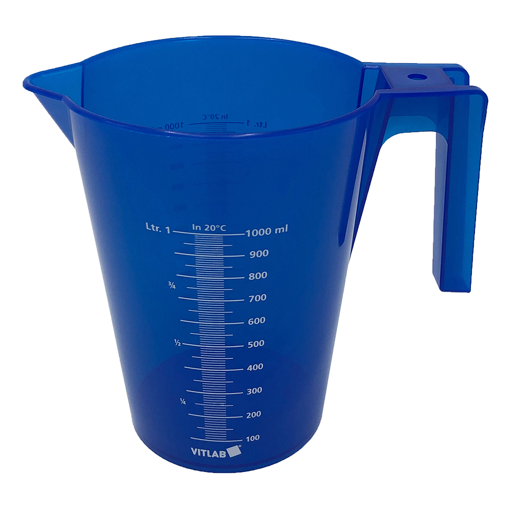 カラフル手付ビーカー（積み重ねタイプ）　1000mL　青　12個入画像