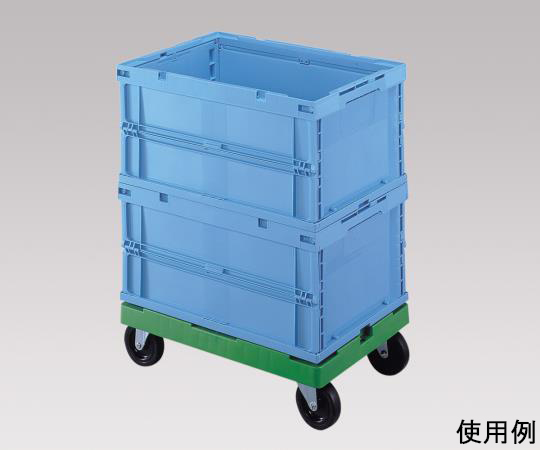 オリタタミコンテナー用台車 台車の上に複数のコンテナーが積まれている様子