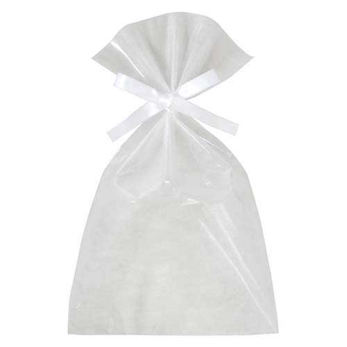 ソフトバッグクリア 2穴リボン巾着 S5 白画像