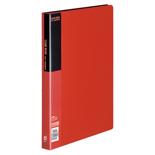 ｸﾘﾔｰﾌﾞｯｸ(ﾍﾞｰｼｯｸ) 固定式 A4ﾀﾃ 40ﾎﾟｹｯﾄ 背幅27mm 赤 1ｾｯﾄ(10冊)画像