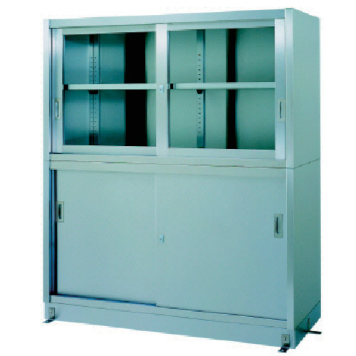 ｽﾃﾝﾚｽ保管庫上部ｶﾞﾗｽ戸下部ｽﾃﾝﾚｽ戸ﾍﾞｰｽ仕様 1台画像