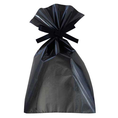 ソフトバッグクリア 2穴リボン巾着 S5 黒画像