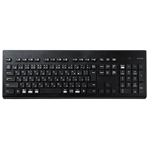 洗える　抗菌　無線キーボード　ブラック　1台 上面から見たシンプルなデザインのキーボード、すっきりとした黒いキー配列が特徴的