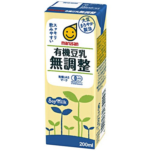 有機豆乳 無調整 200ml 紙ﾊﾟｯｸ 1ｹｰｽ(24本)画像