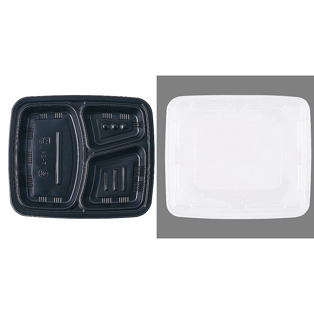 ワンウェイ 耐熱お弁当容器 黒 (蓋付・50セット入)画像