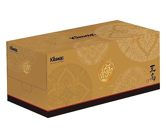 クリネックスティシュー 至高 極（きわみ）4箱入 白と青のパッケージが並ぶ4箱セットの全体像