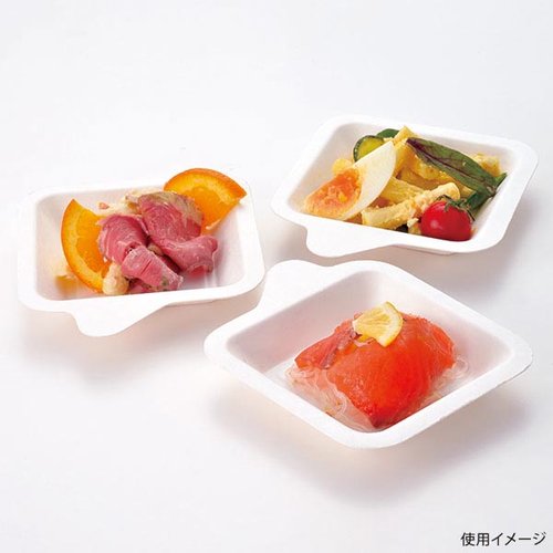 パルプモールド 環境良品ミニプレート角 8枚入 アートナップ [ケース販売] 整然と並べられたミニプレートの角が見える状態