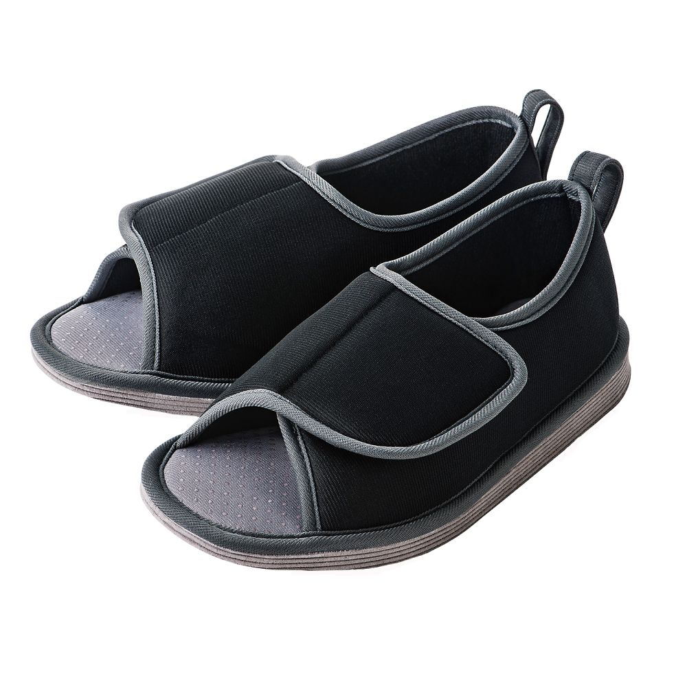 転倒予防シューズ つま先なし ブラック L