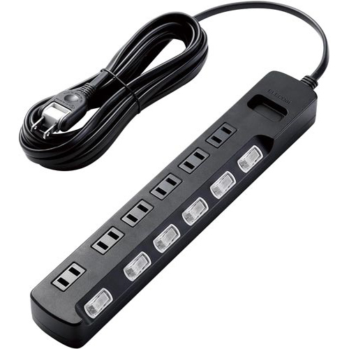 雷ガードタップ個別スイッチ６個口５ｍ　ブラック画像