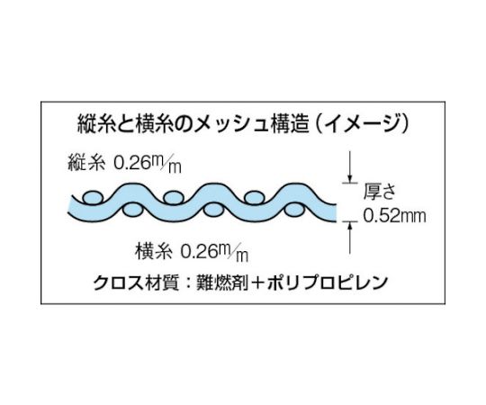 ソフトメッシュシートα　幅1.8mX長さ5.4m　白 透明なメッシュシートが平らに広げられている様子