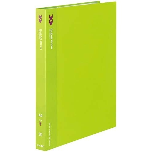 クリヤーブックＫ２　固定式Ａ４縦４０Ｐ黄緑　５冊画像