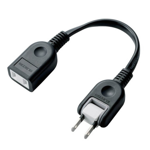 ACｱﾀﾞﾌﾟﾀ用電源延長ｺｰﾄﾞ 2Pｵｽ-ﾒｽ 1個口 ﾌﾞﾗｯｸ 0.1m 1個画像